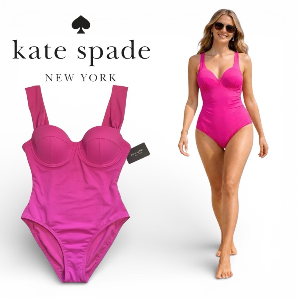 Kate Spade One Piece Swimsuit For Women Pink Underwire Cups Size M NWT